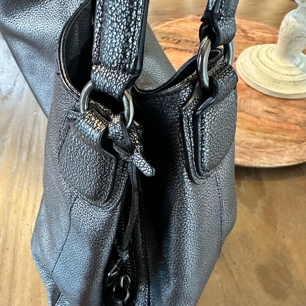 Coach Edie 31 metallic gunmetal Leather Tote Bag - Picture 14 of 15